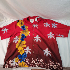 Vintage Hawaiian Style Shirt Polyester Men's Hawaiian Shirt 2X Reservoir